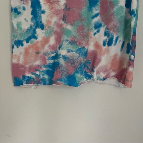 AC/DC Women’s V Neck Tie Dye Distressed Tank Top in Blue and Pink Size Small - Picture 6 of 6